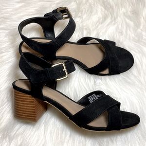 Black Strap Low Block Heel [Size 8]
